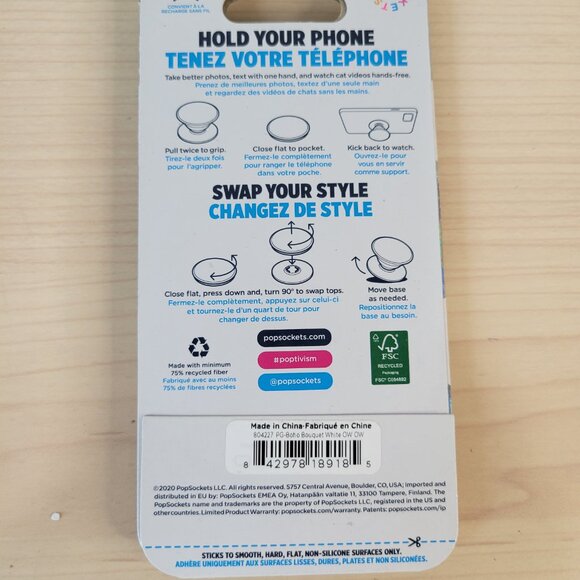 POPSOCKETS Deer Skull Boho Rose Bouquet White Swappable Pop Phone Grip Stand NEW - Picture 3 of 3